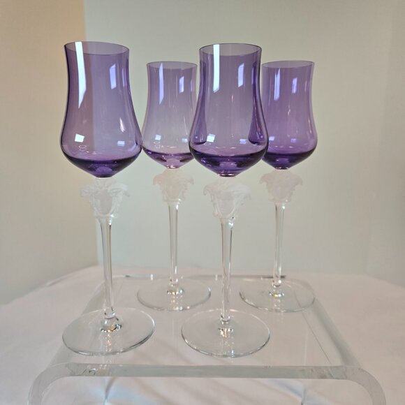 VERSACE Rosenthal Versace Medusa Lumière Grappa Glass - 4 Frosted Medusa /Purple - Picture 8 of 12